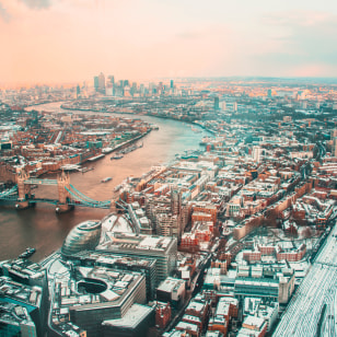 Panoramica di Londra con la neve