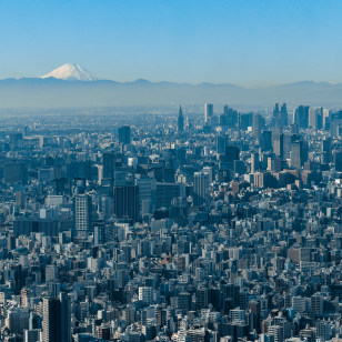 Vista del Monte Fuji dalla Skytree Tower, Tokyo