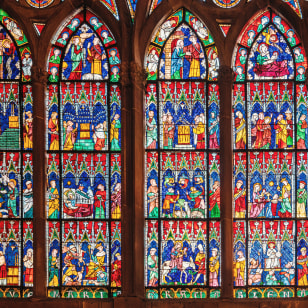 Dettaglio vetrate della cattedrale di Notre Dame, Strasburgo