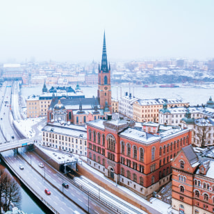 Panorama di Stoccolma con la neve