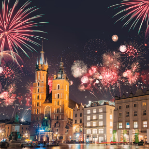 Fuochi d'artificio in Piazza del Mercato, Cracovia