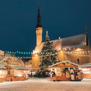 Mercatini di Natale nella Piazza del Municipio di Tallinn