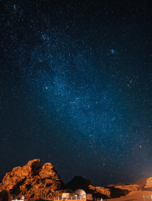 Cielo notturno, deserto del Wadi Rum