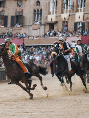 Corsa di cavalli al Palio di Siena