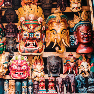 Maschere di legno a Kathmandu