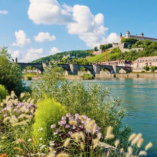 Würzburgponte di Alte Mainbrucke sul fiume Meno, Würzburg
