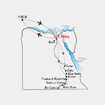 Mappa Il Cairo, il Nilo e il Lago Nasser