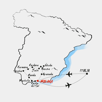 Mappa gran tour dell'Andalusia