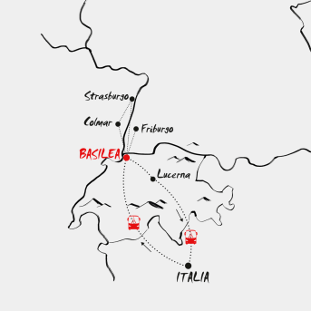 Mappa Basilea Alsazia Friburgo