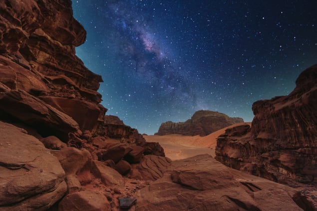 Osservazione del cielo stellato nel deserto del Wadi Rum
